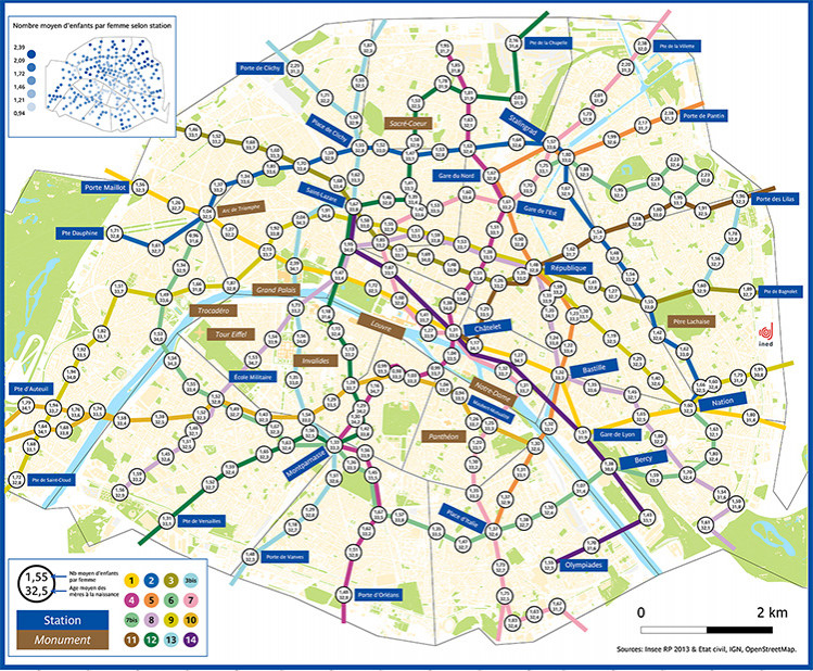 Fécondité et stations de métro parisien